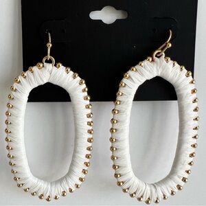 nOir Jewelry - Gold Earrings with White Threading Detail